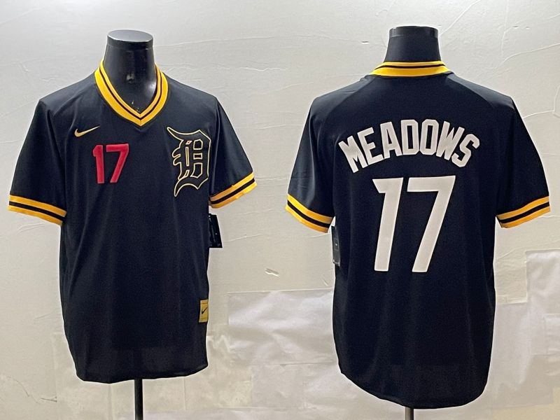 Men Detroit Tigers #17 Meadows Black Gold Game 2025 Nike MLB Jersey style 2